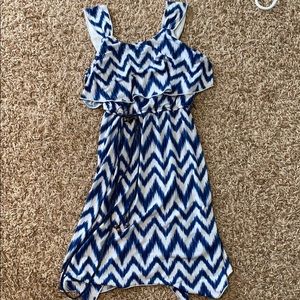Blue and white chevron dress
